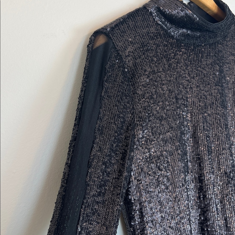NWT Donna Karen women’s size medium “Astra Gaze” sequin long sleeve top - Picture 3 of 17